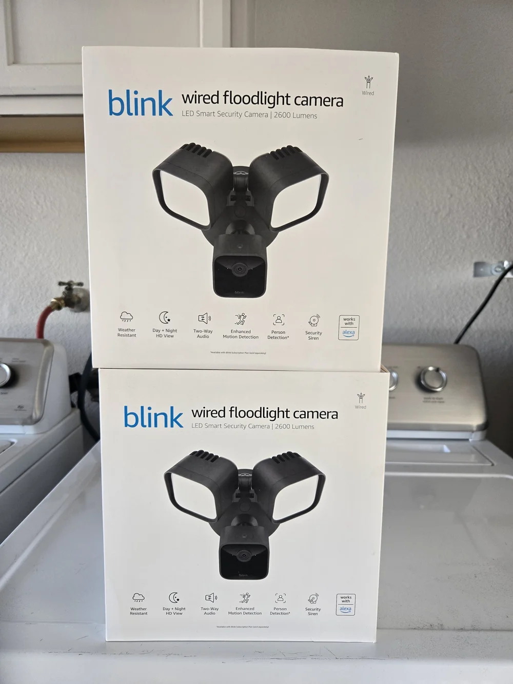 Brand New Blink Wired Floodlight Camera - Black with White Light Panels